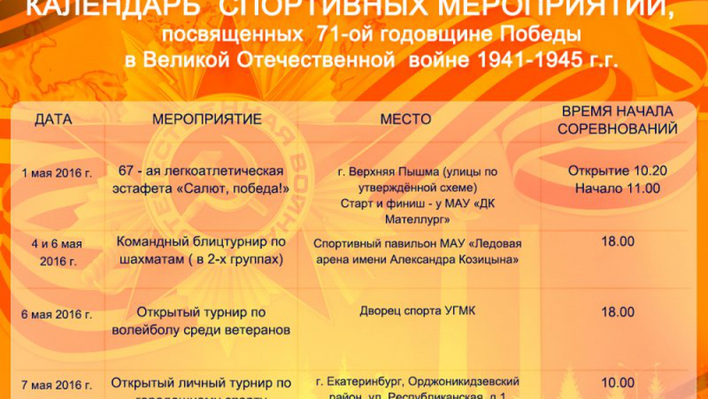 Календарь спортивных мероприятий